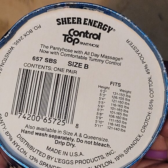 Vintage 1980s L'eggs Control Top Sheer Energy Suntan Size B Plastic Egg - Picture 4 of 4